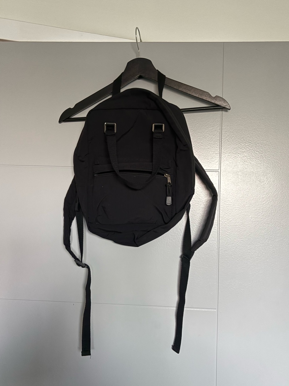 Black Urban Backpack with Front Zip Pocket